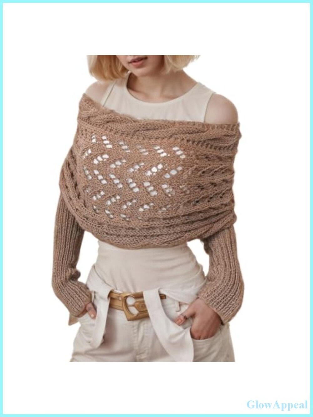 Multi-Use Knitted Cable Wrap Shrugs with Sleeves for Women